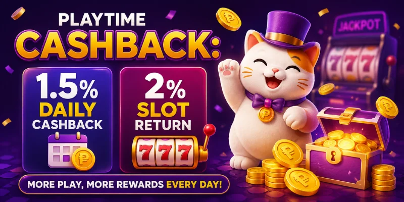 Playtime Cashback: 1.5% Daily and a 2% Slot Return 4 playtime cashback